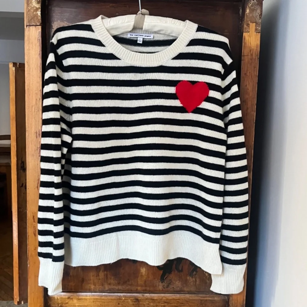 The Cashmere Project Striped Heart Sweater